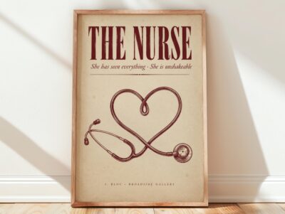 Nurse Stethoscope Heart Illustration Wall Art