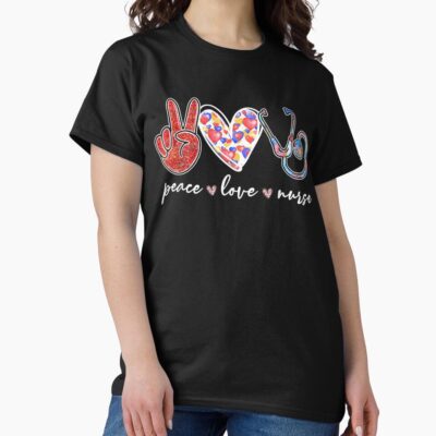 Peace Love Nurse Stethoscope Symbol T-shirt