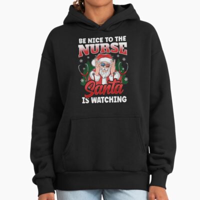Be Nice Nurse Santa Christmas Retro Hoodie