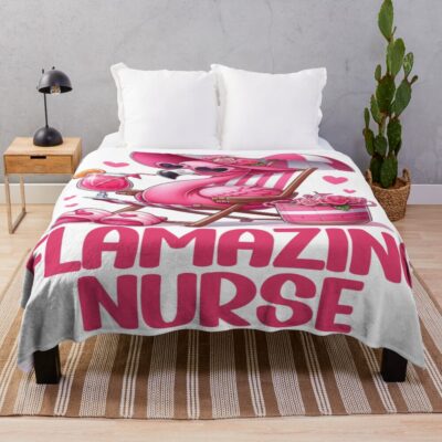 Flamazing Nurse Flamingo Funny Design Throw Blanket