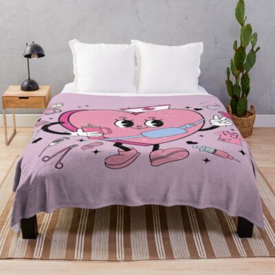 Valentine Nurse Heart Love Design Throw Blanket