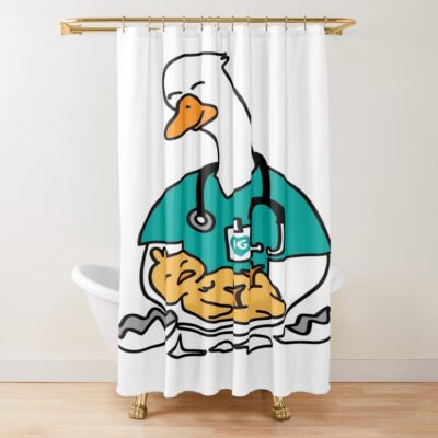 Nurse Goose Welcome Little One Shower Curtain